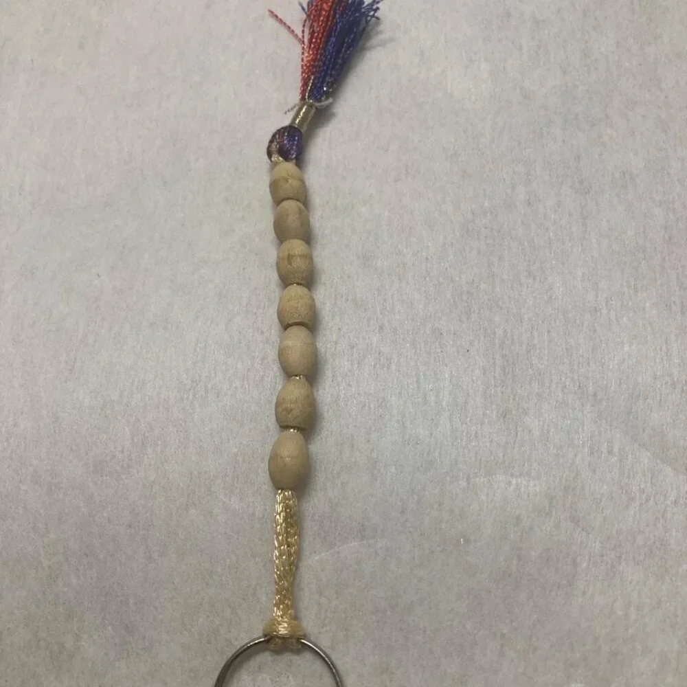 Short Wooden Beaded Keyring Handmade Tan Beaded Keychain New keyholder